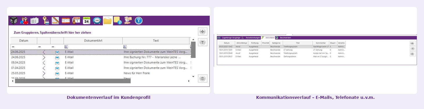 Kommunikationsverlauf direkt im Vorgang